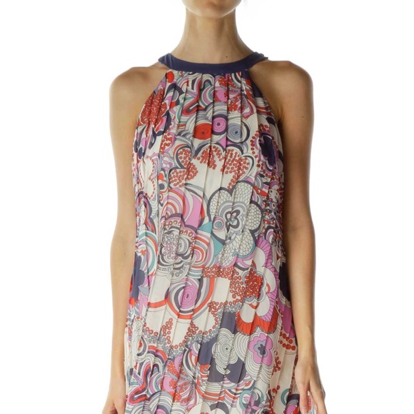 LIBERTY LONDON for Target XS Floral Pattern Vintage Boho Halter Neck Blue Dress - Picture 1 of 8